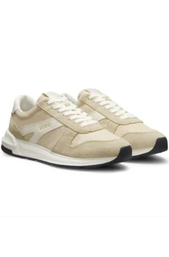 Sneakers mit Veloursleder-Besatz und Logo-Details