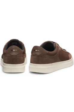 Sneakers mit Veloursleder-Details und Schnürung