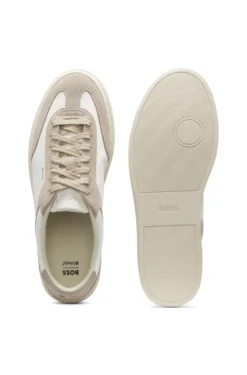 Sneakers mit Veloursleder-Details und Schnürung