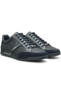 Sneakers mit Veloursleder und Kunstleder