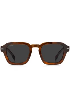 Sonnenbrille aus gemustertem Acetat mit silberfarbenen Details