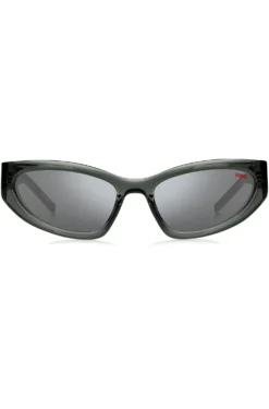 Sonnenbrille aus grauem Acetat mit 3D-Monogrammen