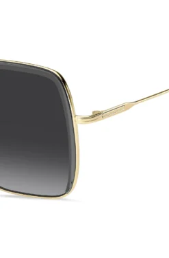 Sonnenbrille aus grauem Acetat und goldfarbenem Edelstahl