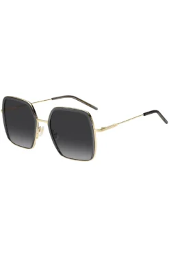 Sonnenbrille aus grauem Acetat und goldfarbenem Edelstahl