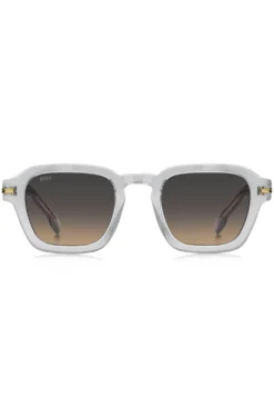 Sonnenbrille aus klarem Acetat mit Streifen am Bügel