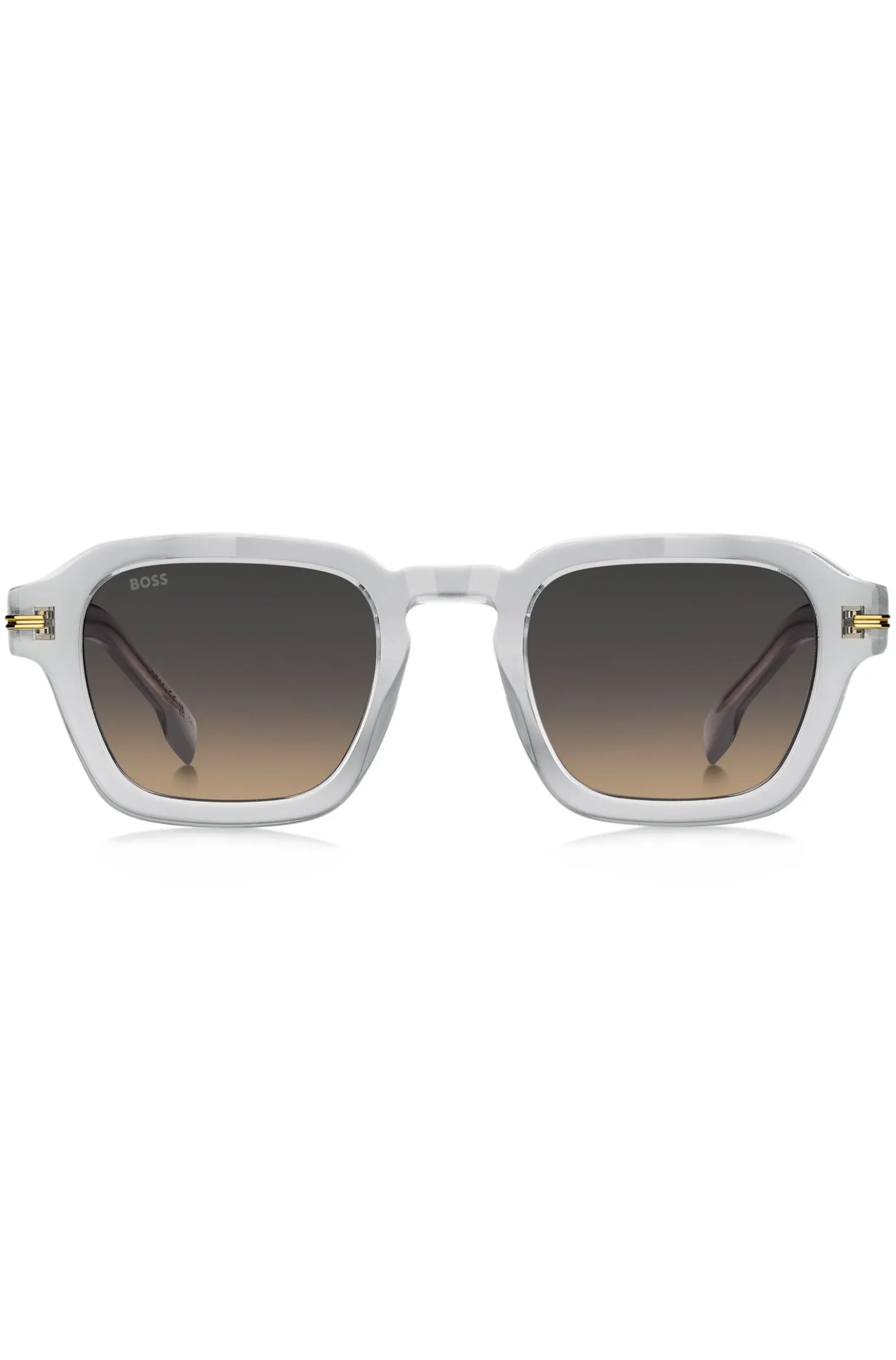 Sonnenbrille aus klarem Acetat mit Streifen am Bügel