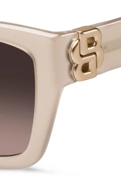 Sonnenbrille aus nudefarbenem Acetat mit Double-B-Monogramm