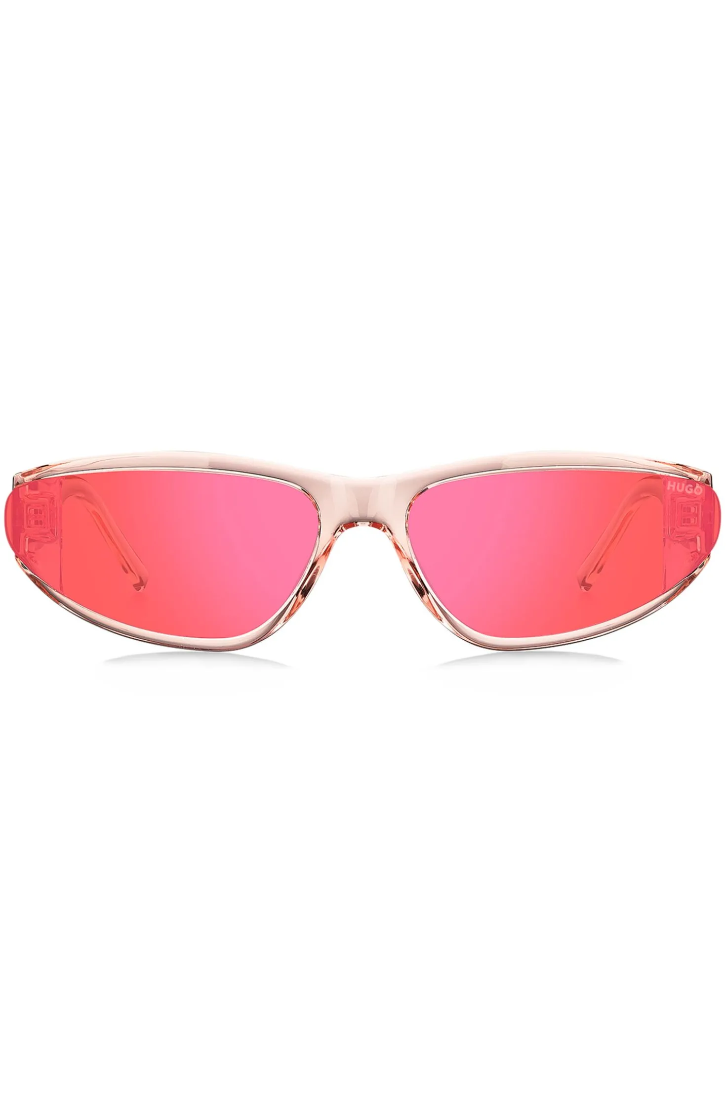 Sonnenbrille aus rosafarbenem Acetat mit tonalen Gläsern