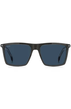 Sonnenbrille aus schwarzem Acetat mit Streifen-Bügeln