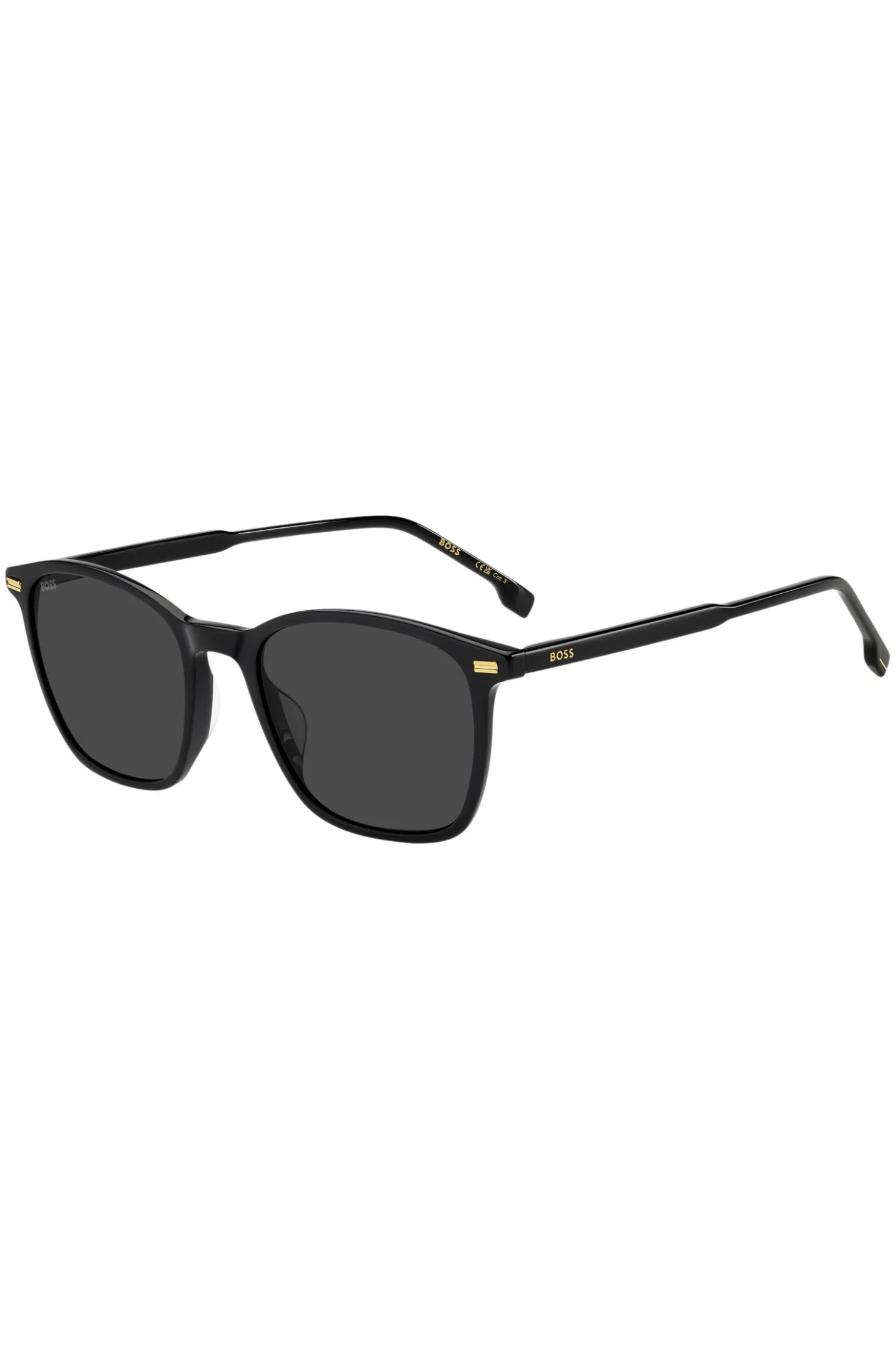 Sonnenbrille aus schwarzem Acetat mit Logo am Bügel
