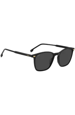 Sonnenbrille aus schwarzem Acetat mit Logo am Bügel
