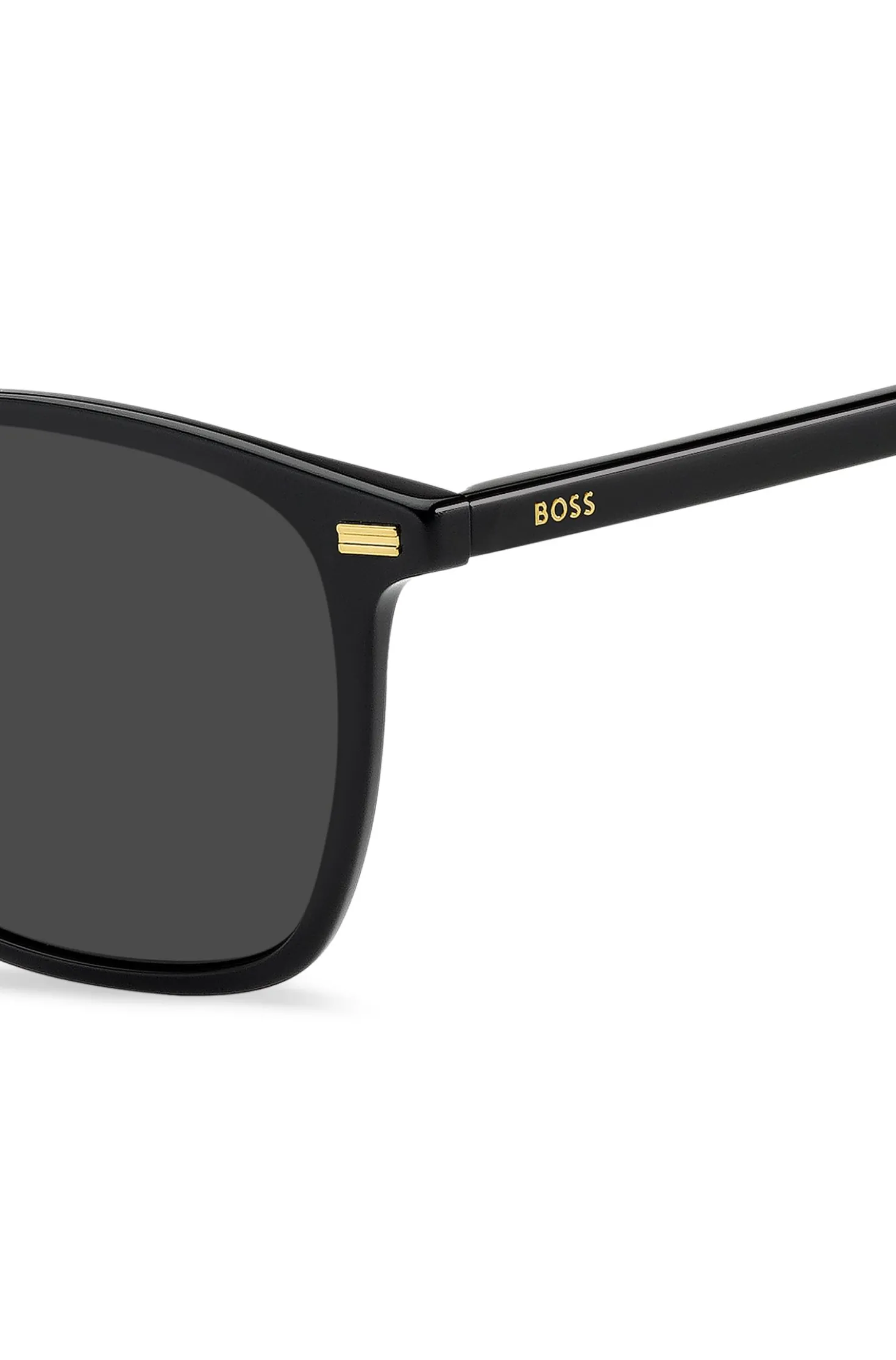 Sonnenbrille aus schwarzem Acetat mit Logo am Bügel