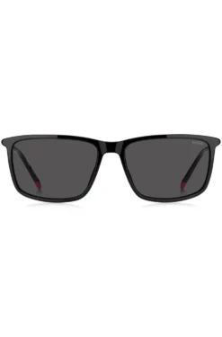 Sonnenbrille aus schwarzem Acetat mit röhrenförmigen Bügeln