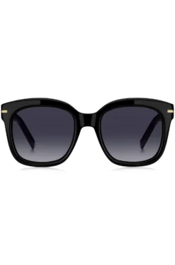 Sonnenbrille aus schwarzem Acetat mit goldfarbenen Scharnieren