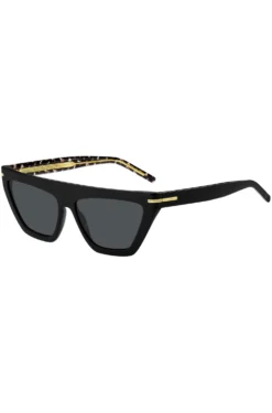 Sonnenbrille aus schwarzem Acetat mit goldfarbenen Details