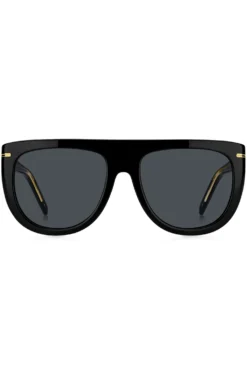 Sonnenbrille aus schwarzem Acetat mit goldfarbenen Metalldetails