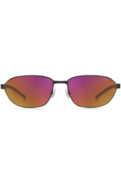 Sonnenbrille aus schwarzem Metall mit Cut-out-Logo