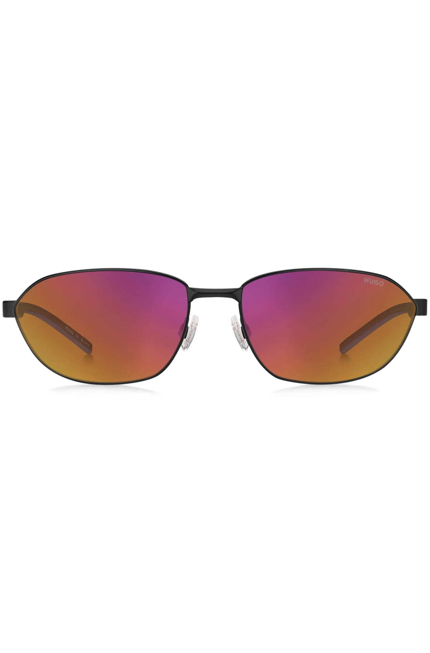 Sonnenbrille aus schwarzem Metall mit Cut-out-Logo