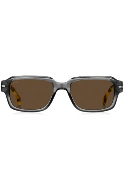 Sonnenbrille aus transparentem Acetat mit Details im Havanna-Stil