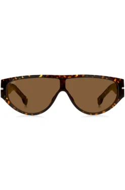 Sonnenbrille im Masken-Stil aus Acetat mit Monogramm-Muster