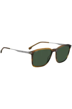 Sonnenbrille in brauner Horn-Optik mit silbernen Bügeln