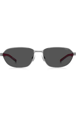 Sonnenbrille mit Metallfassung und ausgestanztem Logo