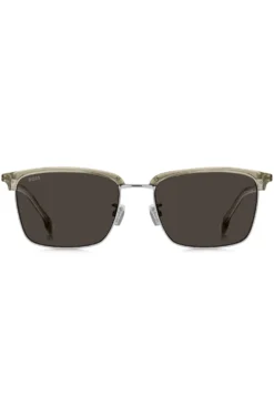 Sonnenbrille mit Titanbügeln und lasergravierten Logos