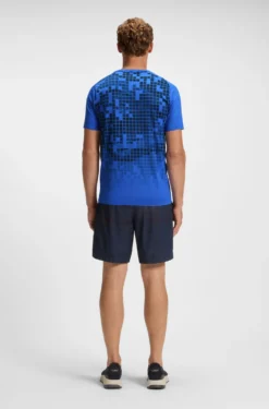 Sportives Slim-Fit T-Shirt aus bedrucktem Stretch-Mesh