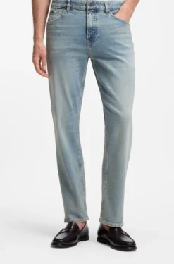 Straight-Fit Jeans aus blauem Stretch-Denim