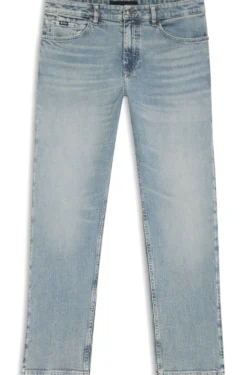 Straight-Fit Jeans aus blauem Stretch-Denim