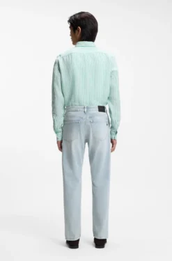Straight-Fit Jeans aus blauem super-softem Stretch-Denim