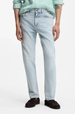 Straight-Fit Jeans aus blauem super-softem Stretch-Denim