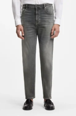 Straight-Fit Jeans aus grauem supersoftem Stretch-Denim