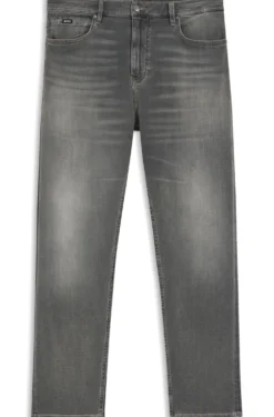 Straight-Fit Jeans aus grauem supersoftem Stretch-Denim