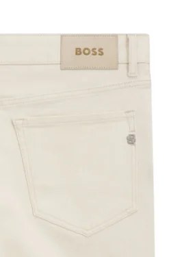 Straight-Fit Jeans aus italienischem Denim in Ecru