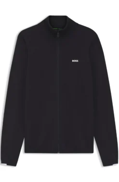 Strickjacke aus Baumwolle mit kontrastfarbenem Logo
