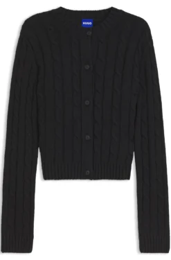 Strickjacke mit Zopfmuster und Knopfleiste