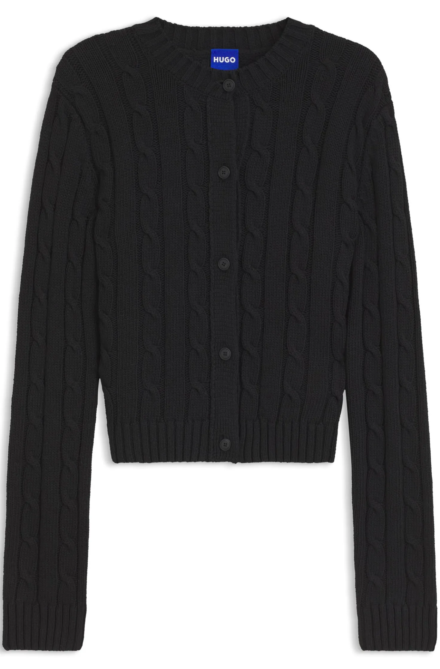 Strickjacke mit Zopfmuster und Knopfleiste