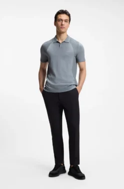 Strick-Poloshirt aus Baumwoll-Mix mit Bodymapping-Struktur