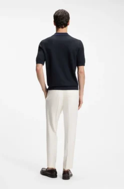 Strick-Poloshirt aus Baumwolle und Seide mit Johnny-Kragen