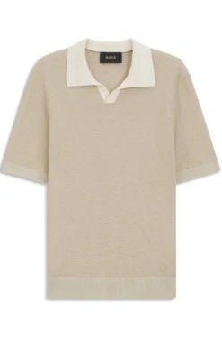 Strick-Poloshirt aus Baumwolle und Seide mit Johnny-Kragen