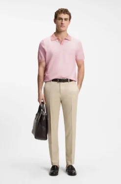 Strick-Poloshirt aus Baumwoll-Mix mit Querstreifen