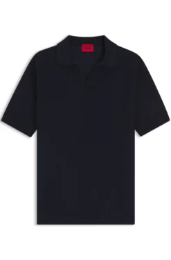 Strick-Poloshirt aus Baumwoll-Leinen-Jacquard mit Johnny-Kragen