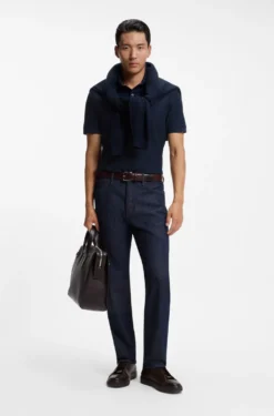 Strick-Poloshirt aus zweifarbiger Baumwolle