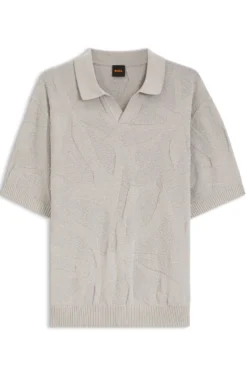 Strick-Poloshirt mit Johnny-Kragen und grafischem Muster