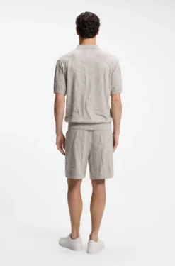 Strick-Poloshirt mit Johnny-Kragen und grafischem Muster