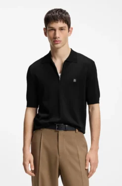 Strick-Poloshirt mit Reißverschluss am Kragen