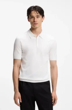 Strick-Poloshirt mit verdeckter Knopfleiste