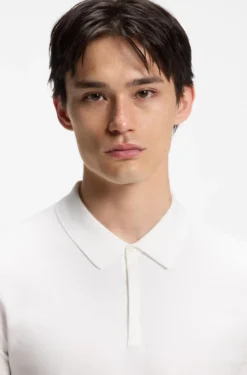 Strick-Poloshirt mit verdeckter Knopfleiste