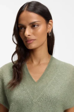 Stricktop aus Alpaka-Mix mit V-Ausschnitt